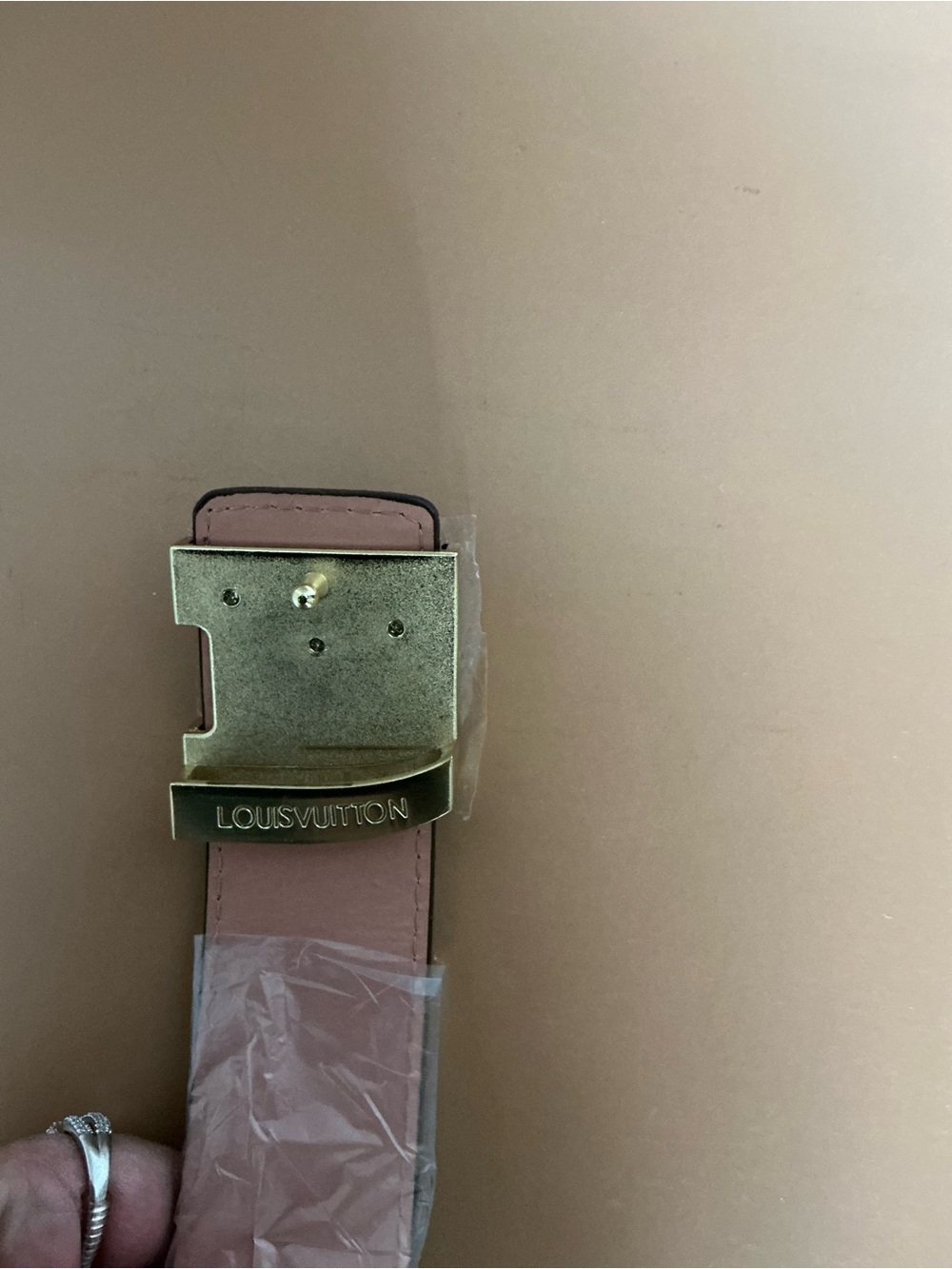 Louis Vuitton Monogram Belt with Gold LV Buckle — Brown & Pink - Picture 4 of 8